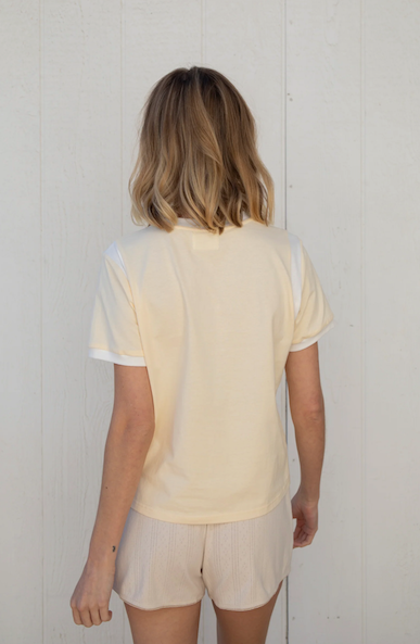 Tshirt With Contrast Line Butter L