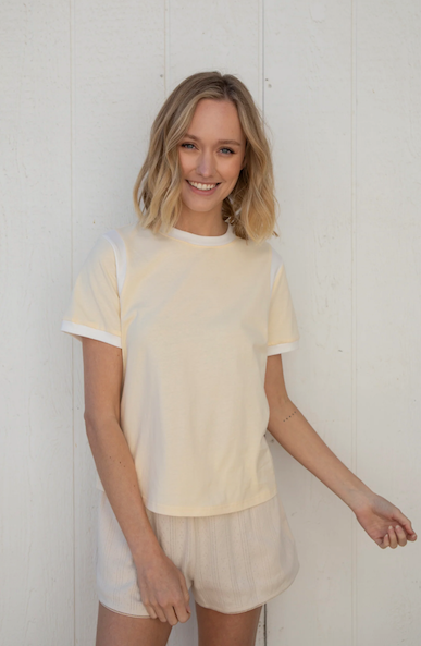 Tshirt With Contrast Line Butter L