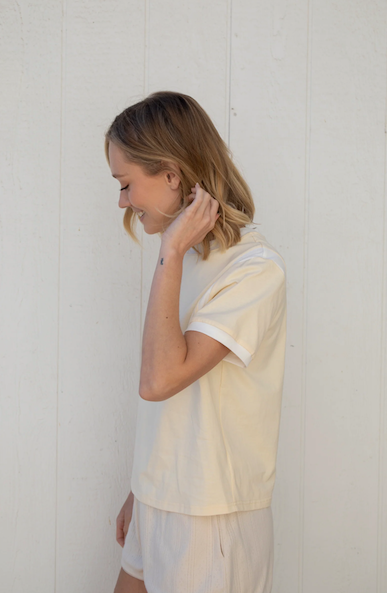 Tshirt With Contrast Line Butter L
