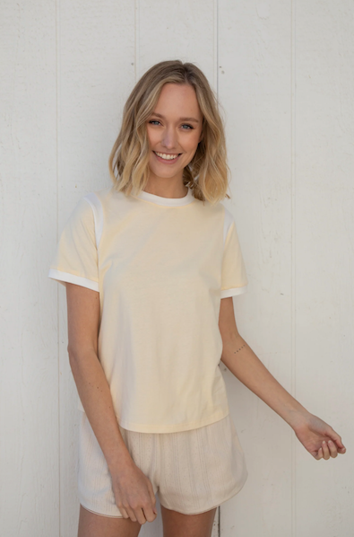 Tshirt With Contrast Line Butter L
