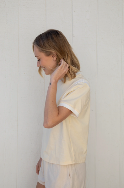 Tshirt With Contrast Line Butter L