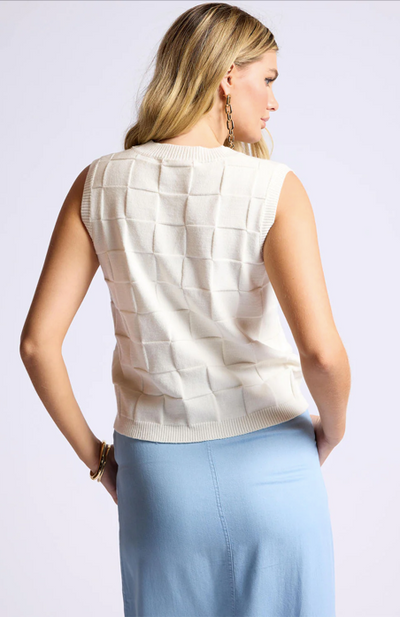 Jennie Checkered Buttoned Vest White