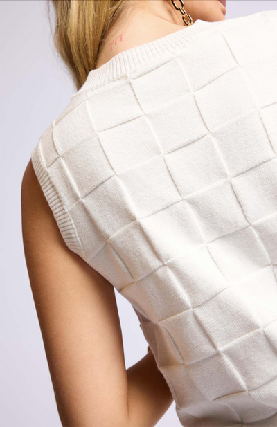 Jennie Checkered Buttoned Vest White