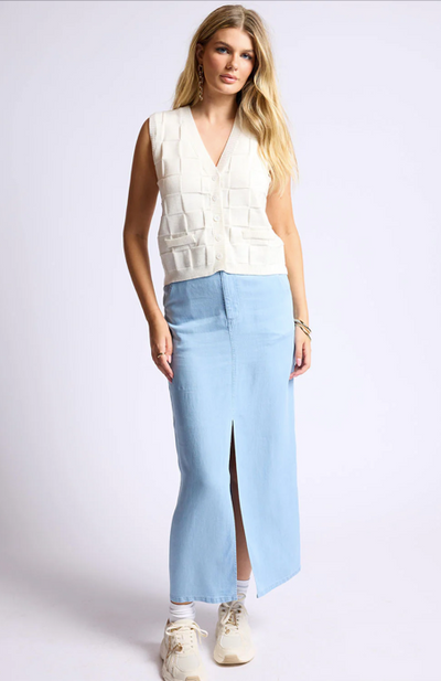 Jennie Checkered Buttoned Vest White