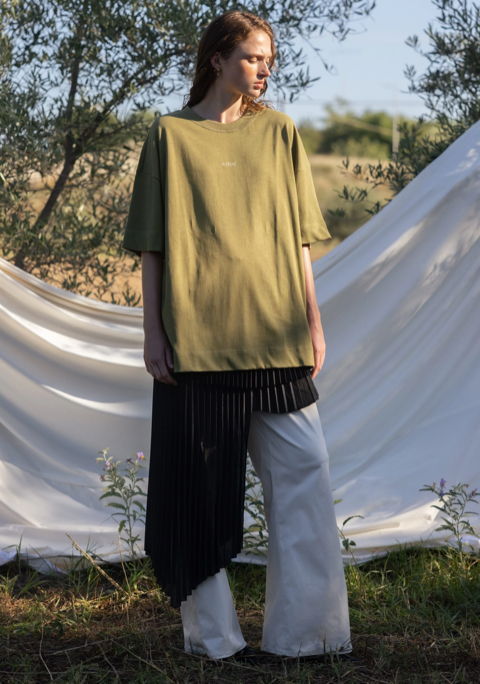 Logo Print Cotton T-Shirt Green