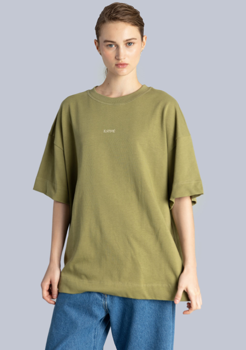 Logo Print Cotton T-Shirt Green