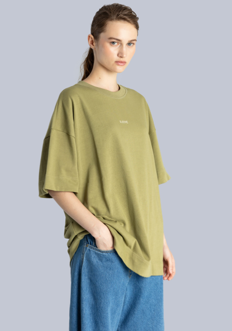 Logo Print Cotton T-Shirt Green