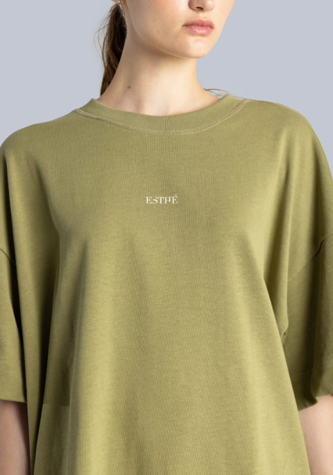 Logo Print Cotton T-Shirt Green