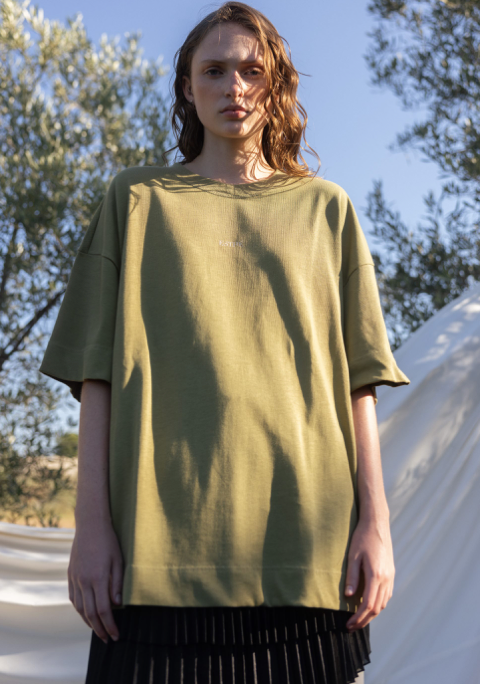 Logo Print Cotton T-Shirt Green