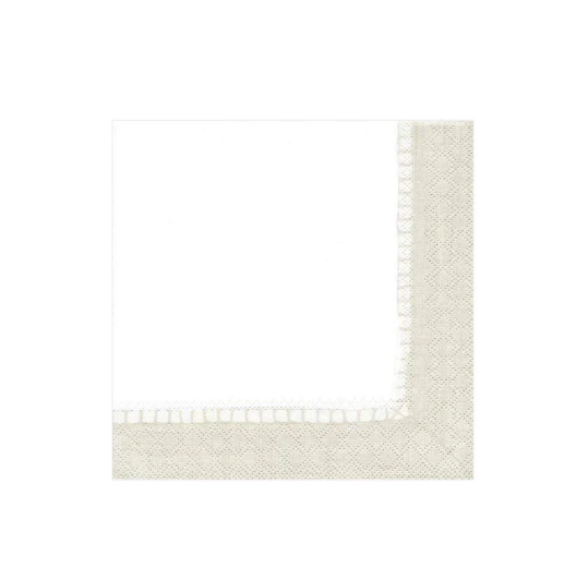 Linen Border Paper Cocktail Napkins in Natural
