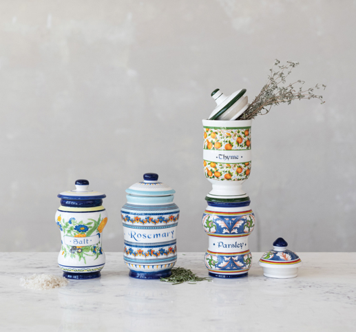 Canister with Design Spice Name Salt