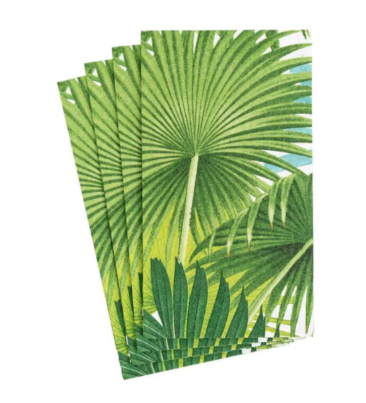 Palm Fronds Paper Guest Towel Napkins in White