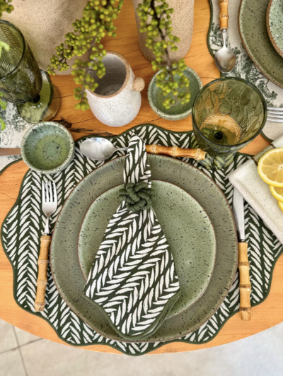 Placemat Fishbone Green