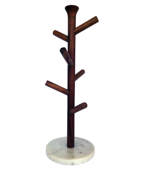Mango Wood Marble Mug Rack