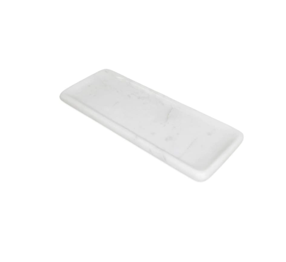 White Marble Round Edged Tray White S