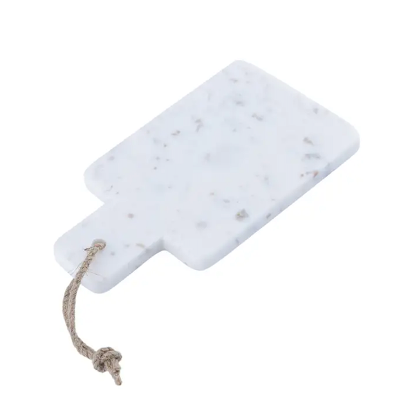 Marble Cheese Board W Jute Handle White SM