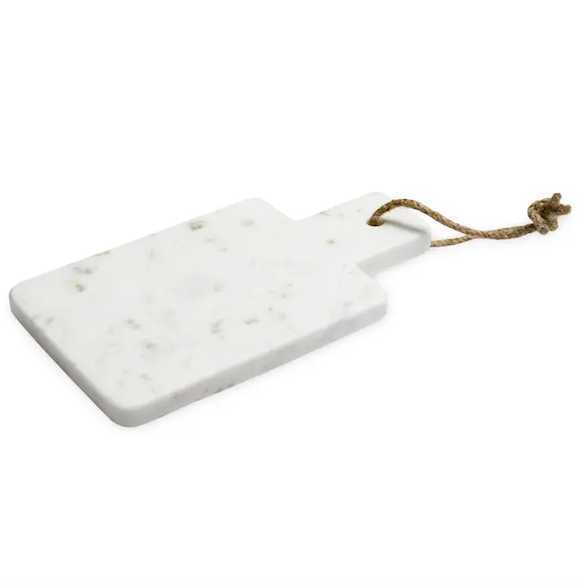 Marble Cheese Board W Jute Handle White SM