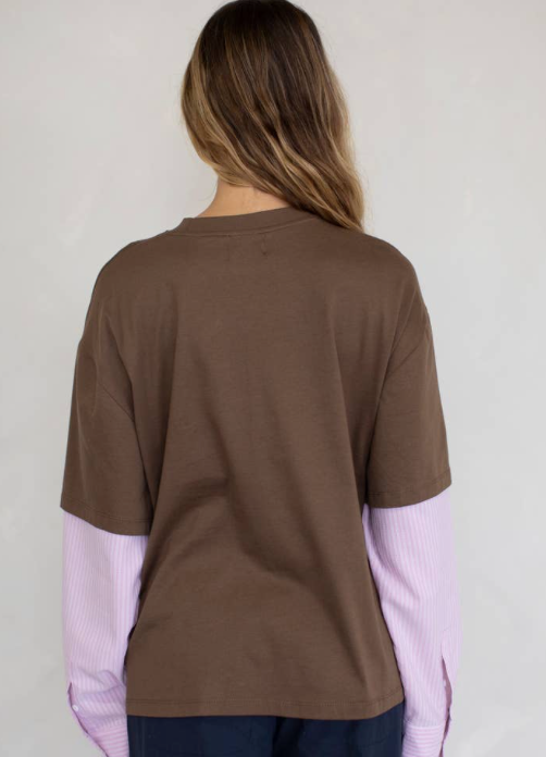 Mix Oversized Shirt Brown