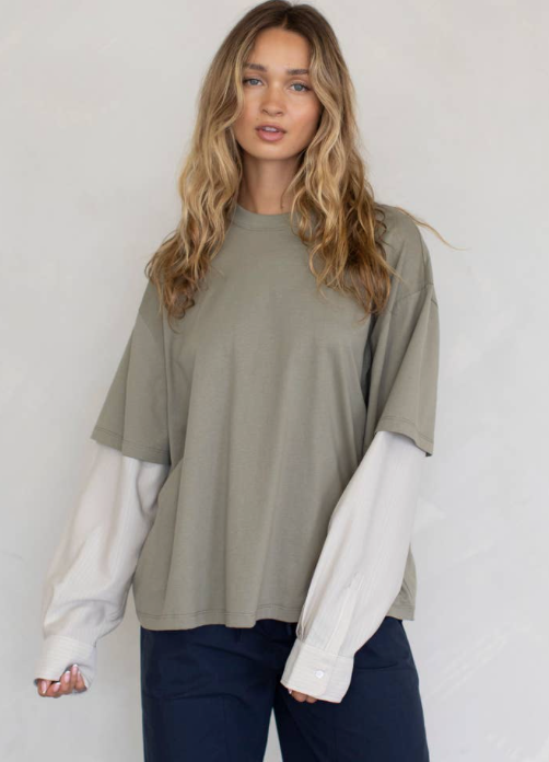 Mix Oversized Shirt Olive