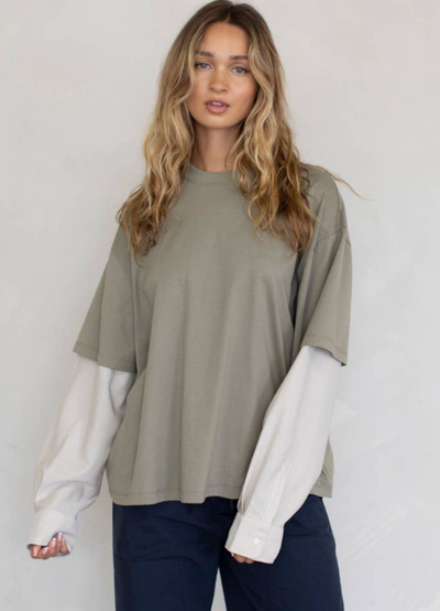 Mix Oversized Shirt Olive