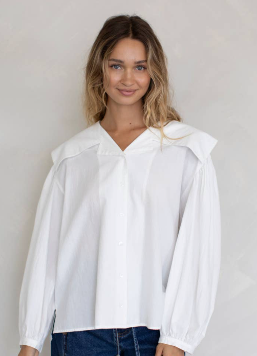 Danna Big Collar Blouse Milk