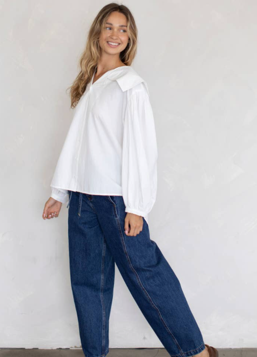 Danna Big Collar Blouse Milk