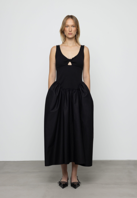 Riana Poplin Dress Black