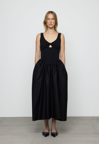 Riana Poplin Dress Black