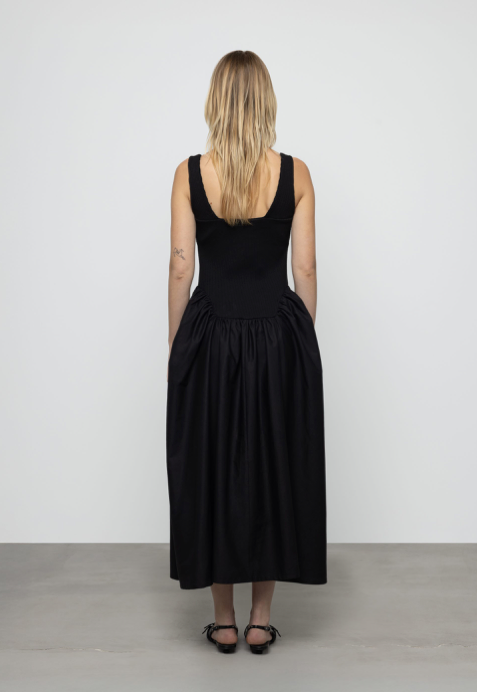 Riana Poplin Dress Black