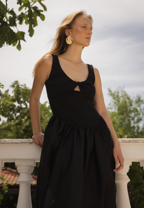 Riana Poplin Dress Black