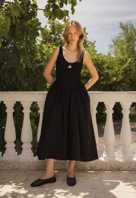 Riana Poplin Dress Black
