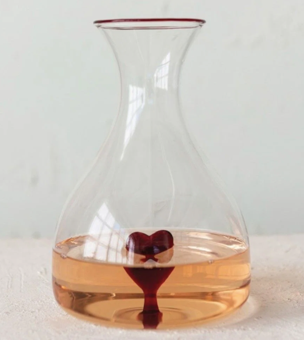 Glass Decanter Heart Inside