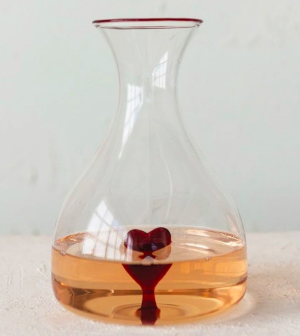 Glass Decanter Heart Inside