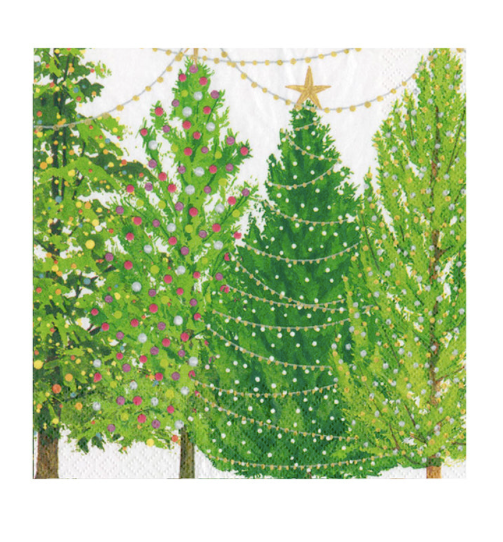 Napkin Cocktail Christmas Trees with Li