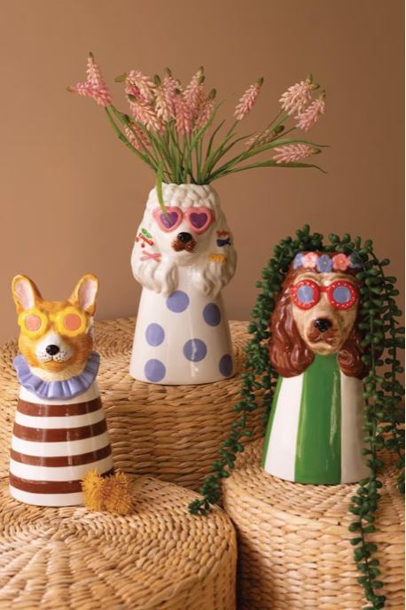 Ceramic Dogs with Sunnies Vase