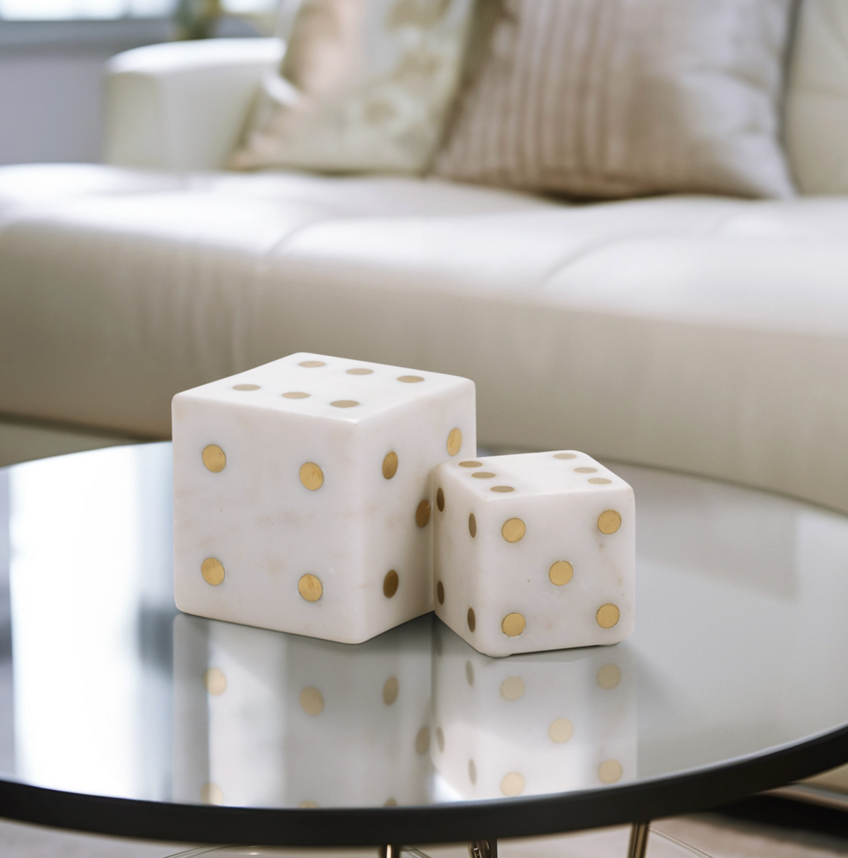 Mistry White Marble Dice