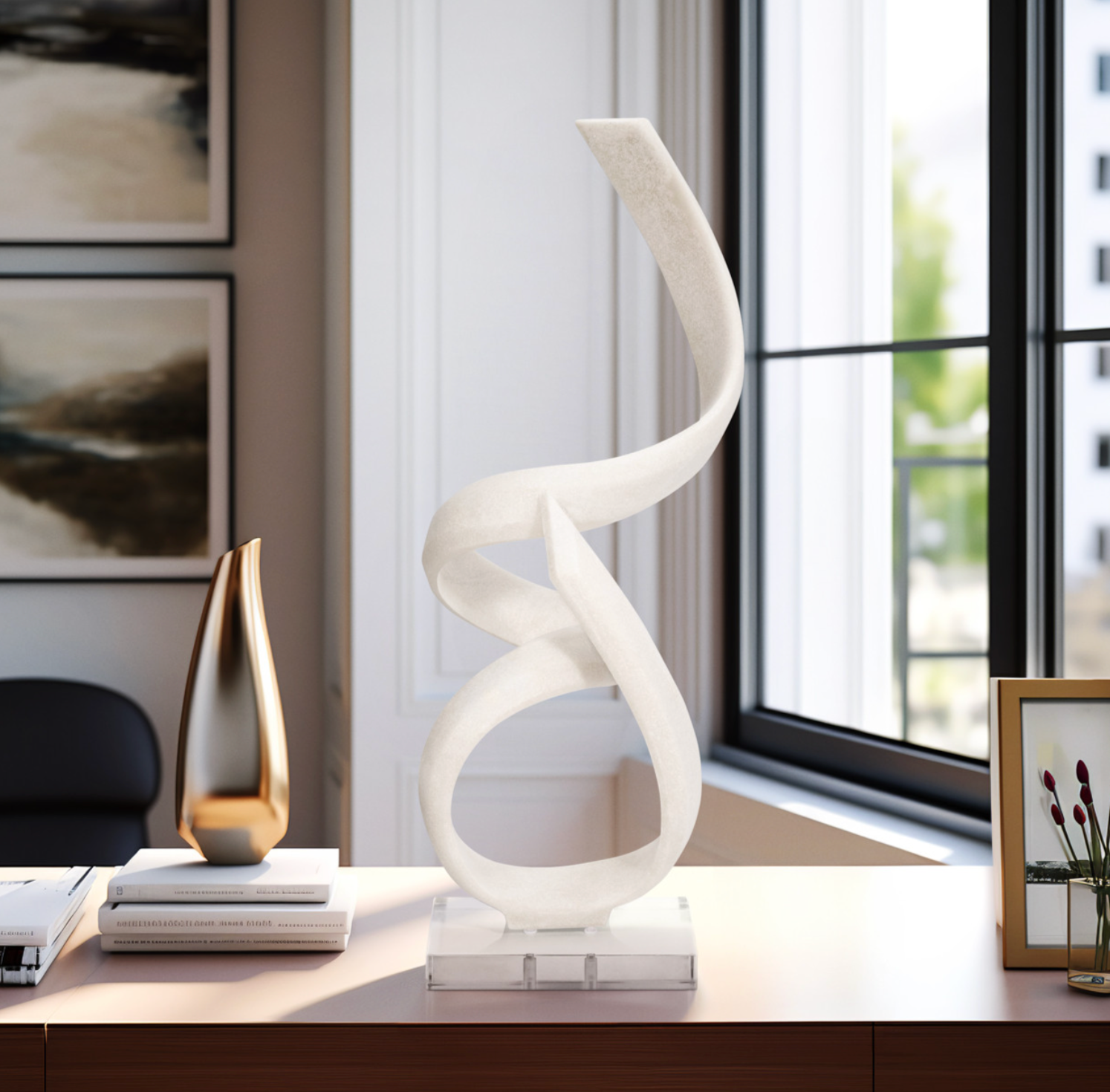 Kassani Oversized Quartz Resin Statuary White