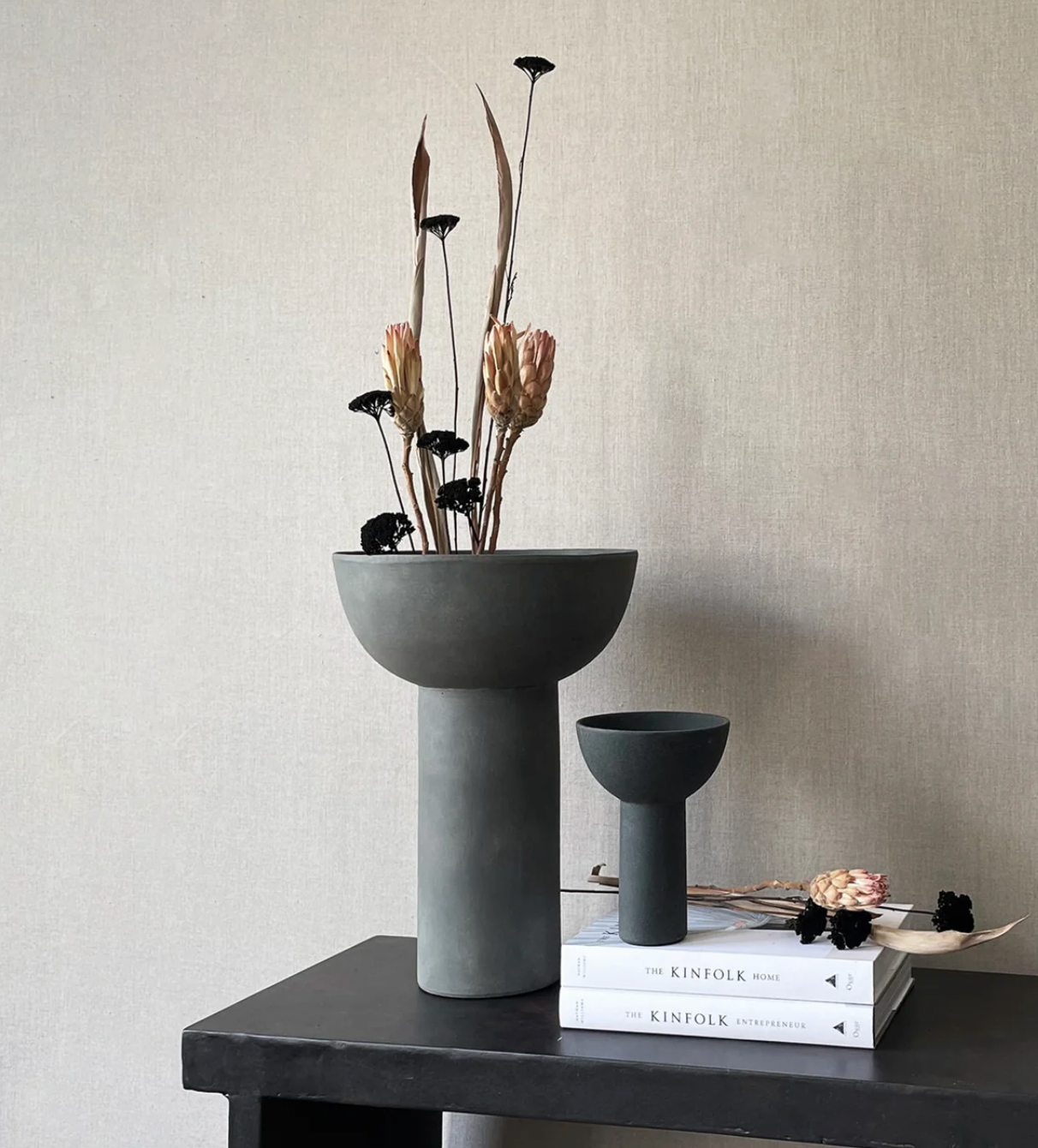Block Vase Big Dark Grey