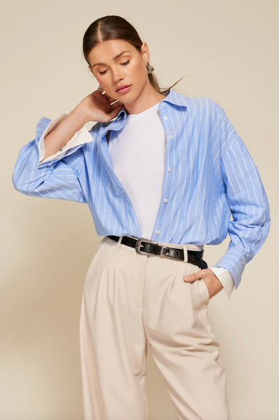 Mer Button Down Top Blue