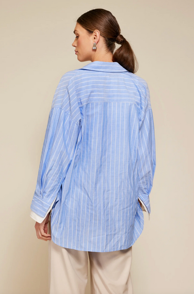 Mer Button Down Top Blue