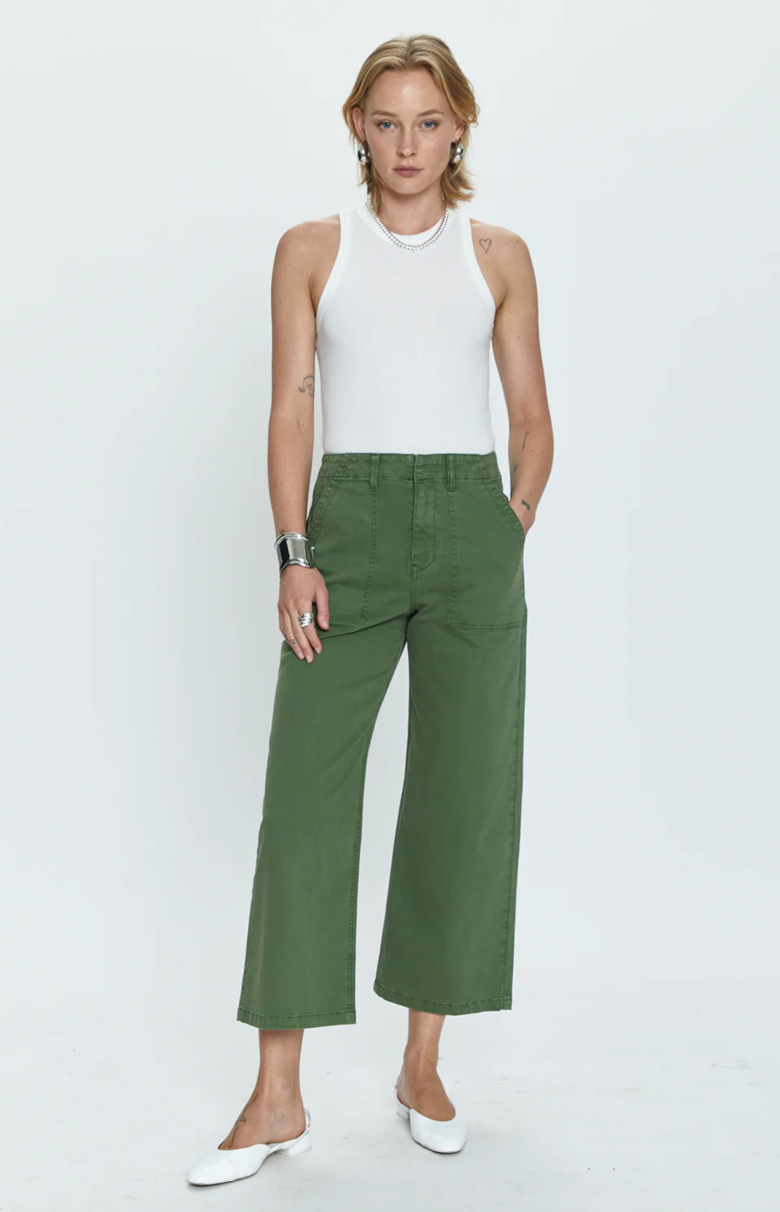 Sophia Wide Leg Utility Ankle Basil