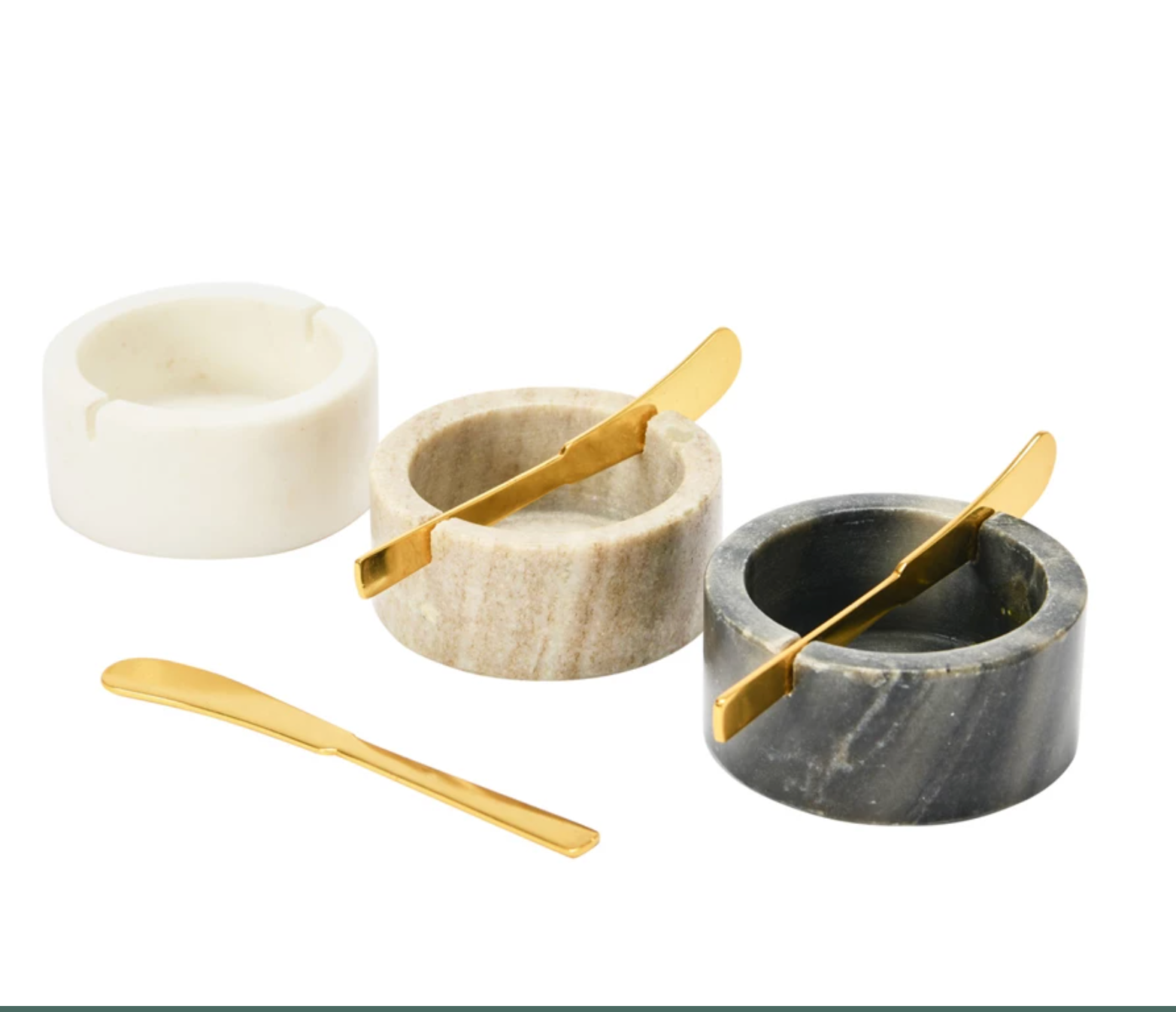 Marble Bowl with Metal Knife Black