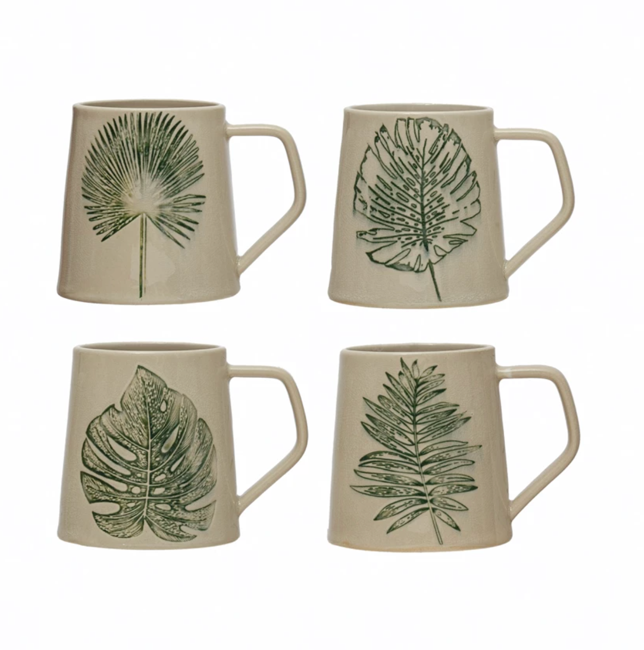 Mug Leaf Cream Green
