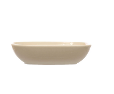 Dish w Embossed Flowers Cream Black