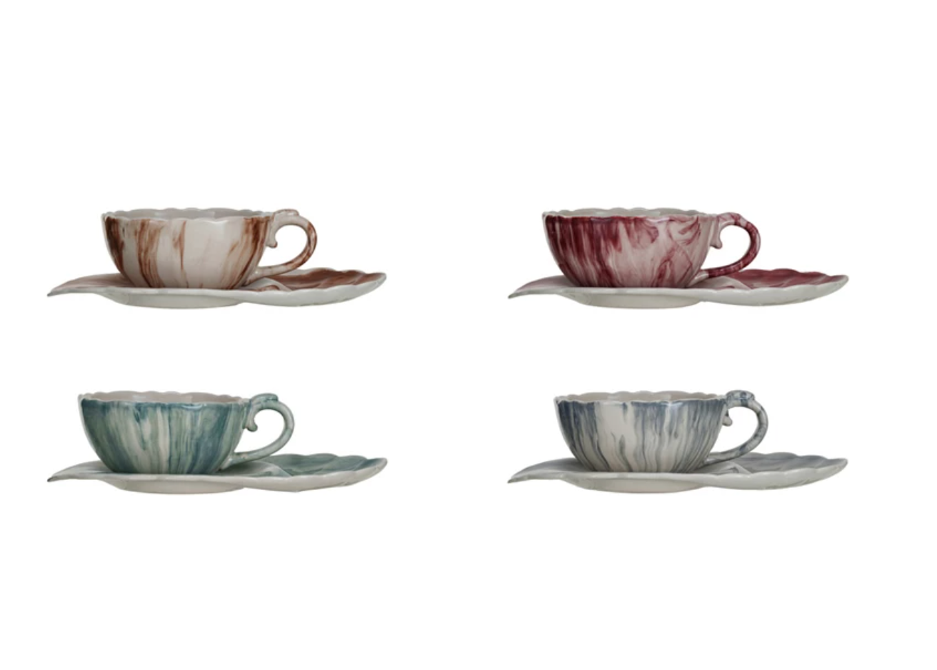 Stoneware Teacup Leaf Shaped