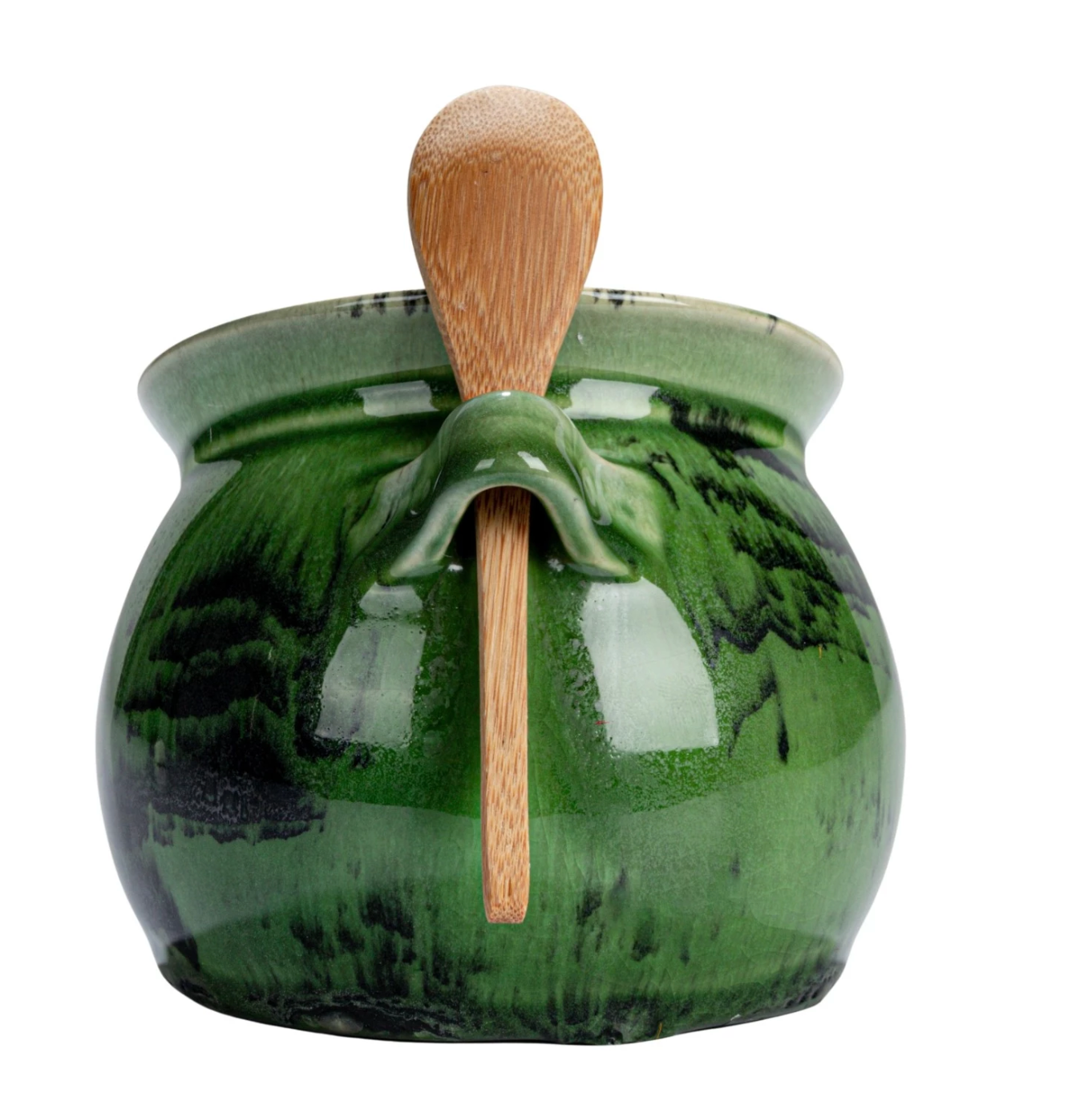 Stoneware Salt Dish w Acacia Wood Spoon