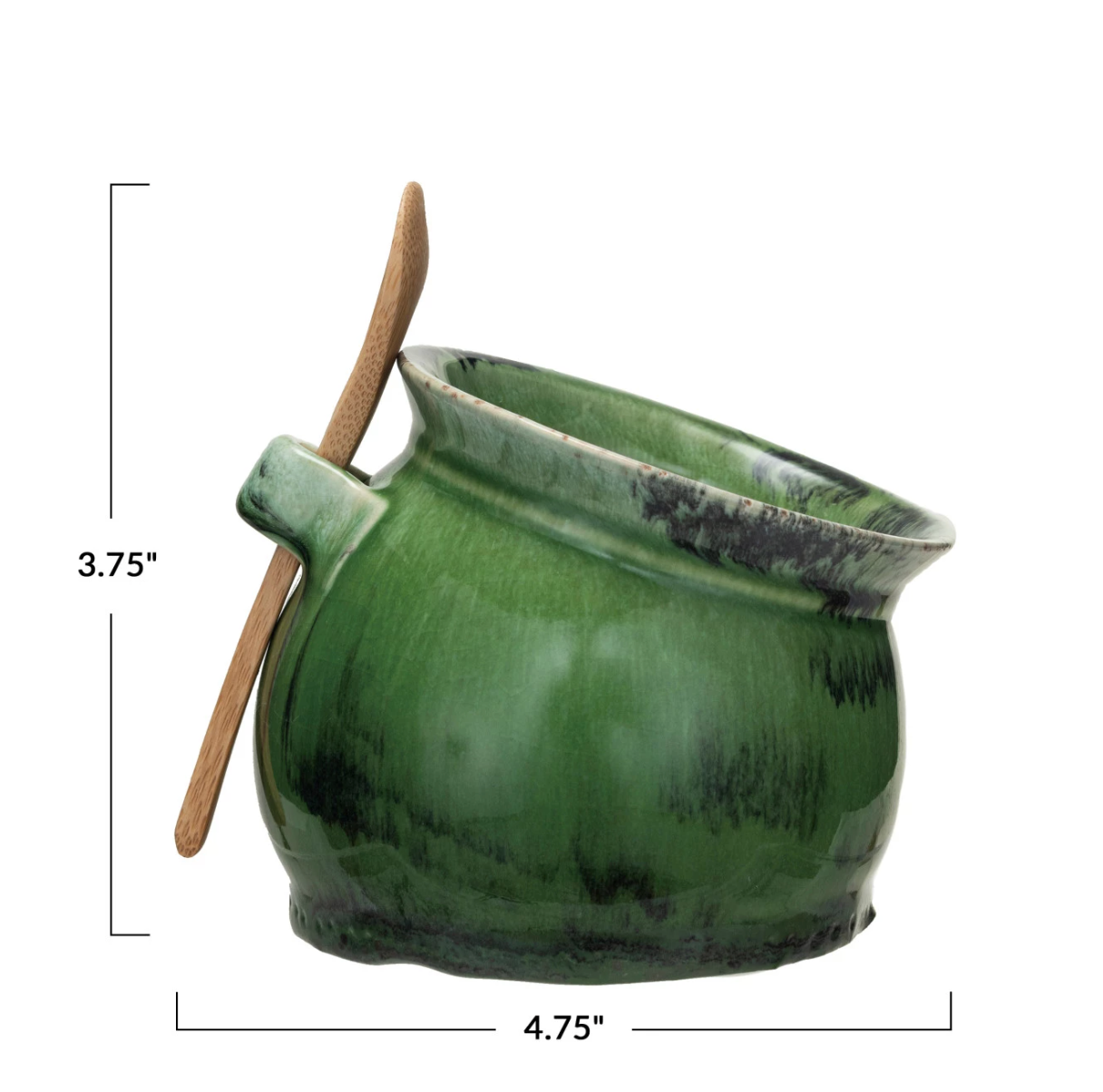 Stoneware Salt Dish w Acacia Wood Spoon