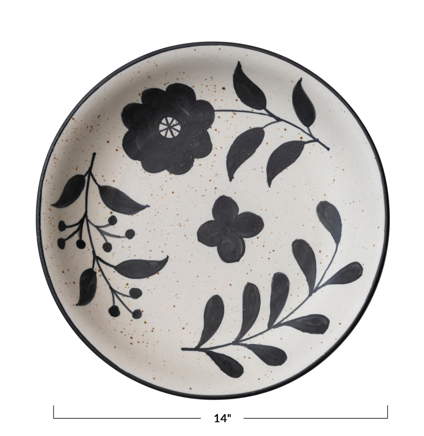 Hand Bowl Floral Matte Black Cream