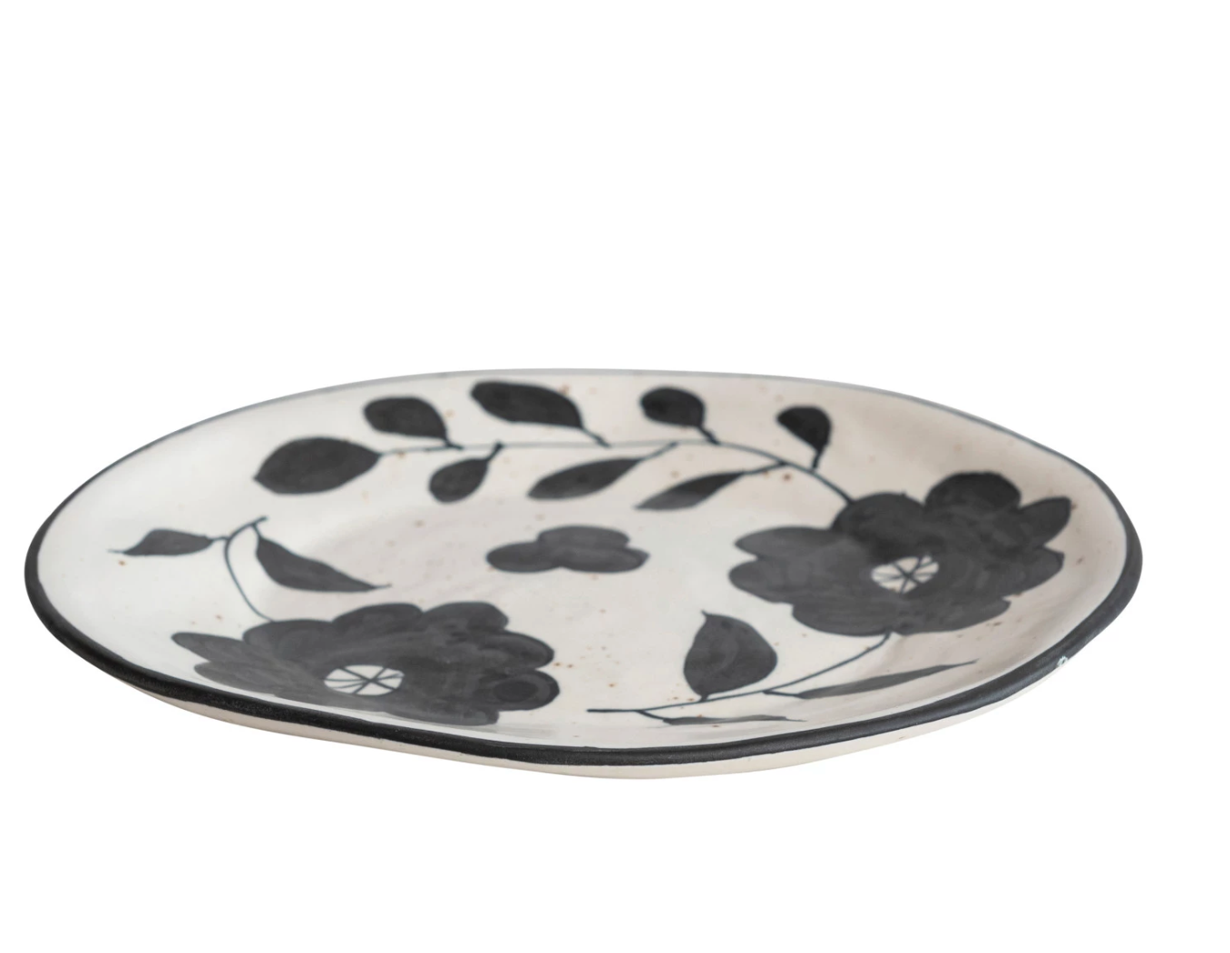 Maite Plate Floral Matte Black Cream