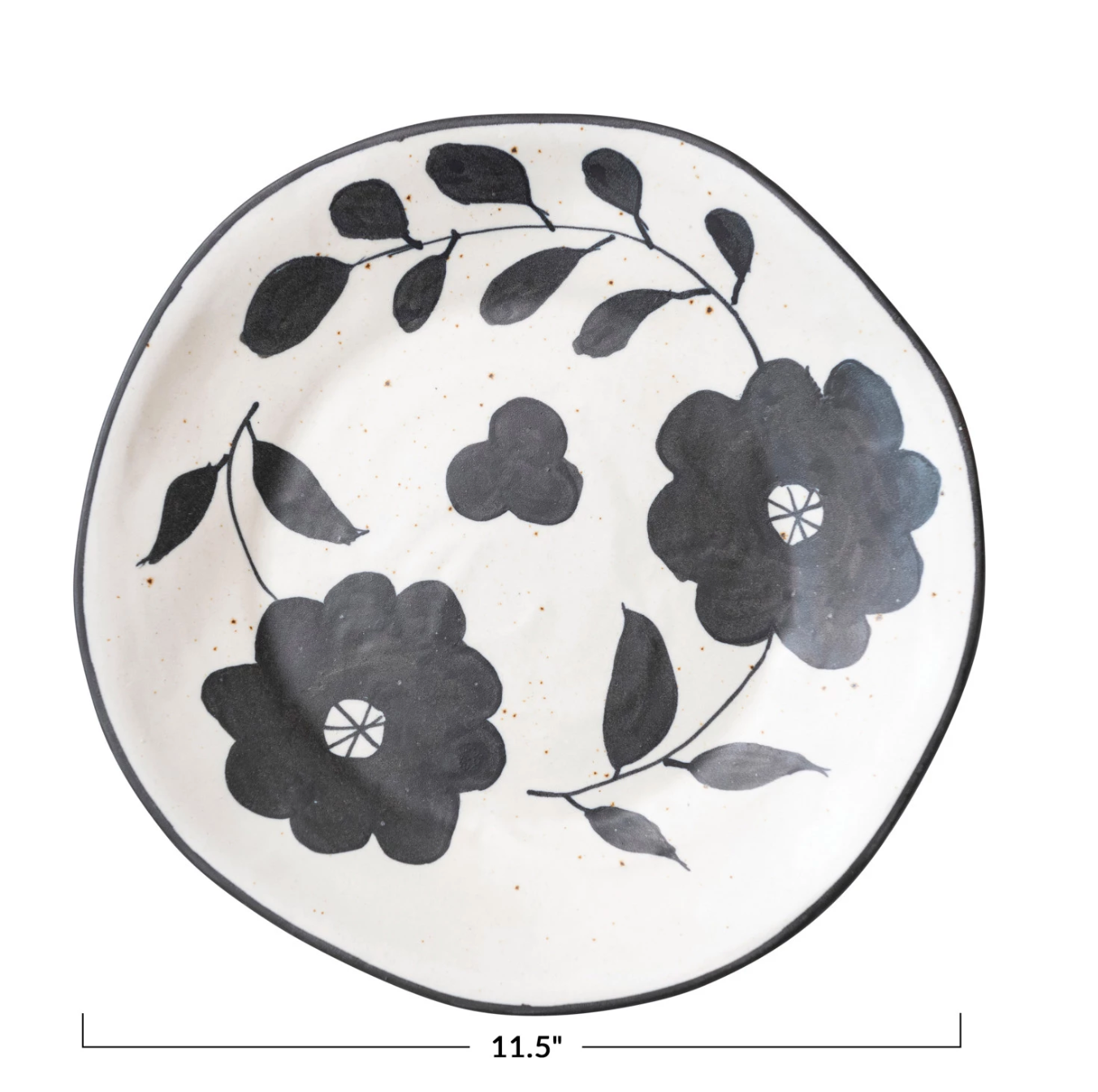 Maite Plate Floral Matte Black Cream